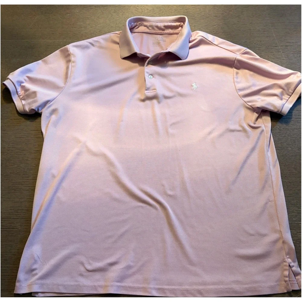 Polo Ralph Lauren Performance Mens Large Pink Short Sleeve Golf Polo Shirt L